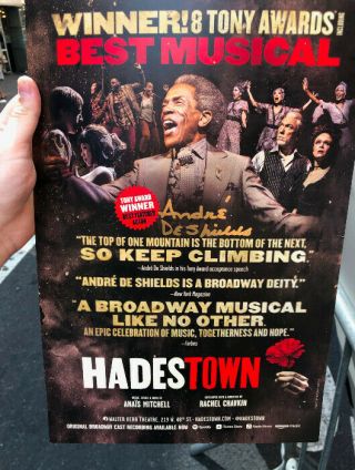 Special Hadestown Broadway Window Card - Signed by Andre De Shields 2