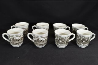 Myott Staffordshire Royal Mail Brown Set Of 8 Mugs