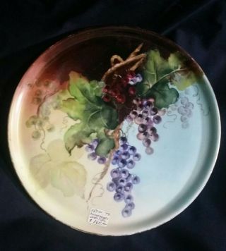 Jean Pouyat Limoges France Porcelain Plate Hand Painted Antique Grapes 1890