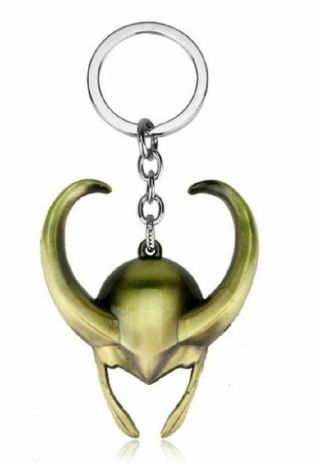 Loki Helmet Bronze Finish Metal Keychain