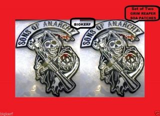 2 Grim Reaper Sons Of Anarchy Biker Patches Jacket Vest Hat - Iron Or Sew