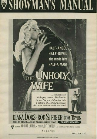 Diana Dors • The Unholy Wife • 1957 • 14 Pg.  • Unfolded Complete • Rod Steiger