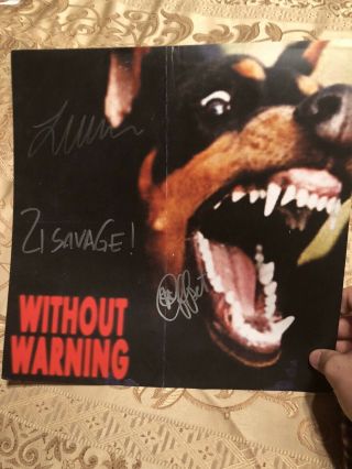 21 Savage Offset Of Migos Metro Boomin Autographed 12x12 Without Warning Poster