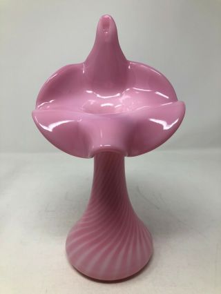 Fenton Rosalene Swirl Pink In The Pulpit Jip Vase 10 7/8 "