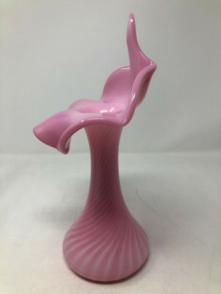 Fenton Rosalene Swirl Pink in the Pulpit JIP Vase 10 7/8 