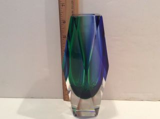 3 Set Mid Century Italian Murano Glass Faceted Mandruzzato or Poli Sommerso Vase 8