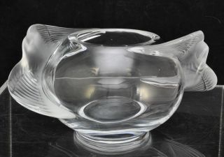 Lalique Adelaide Dove Clear And Frosted Signed Glass Bowl