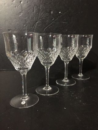 Set 4 Vtg Val St Lambert Normandy Water Goblets Signed Crystal Wine Glasses 7.  25
