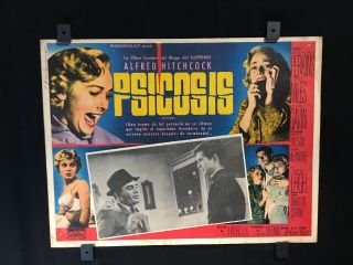 1960 Psycho Alfred Hitchcock Authentic Mexican Lobby Card 16 " X12 "