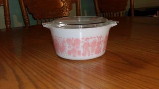 Vintage Pyrex Pink Amish Butterprint 1 Qt Casserole Dish With Lid
