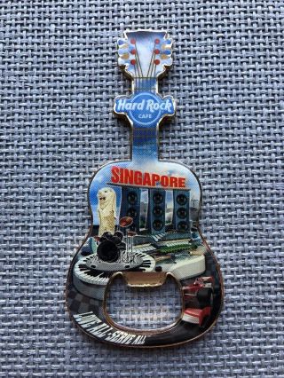 Hard Rock Cafe Singapore City Bottle Opener Guitar Magnet Authentic
