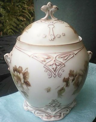 Rare Old Ivory Xxxii Biscuit Jar W/ Lid Silesia / Ohme Germany Vintage Clarion