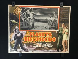 1956 Forbidden Planet Leslie Nielsen Mexican Movie Lobby Card 16 " X12