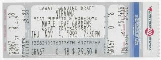 Nirvana Maple Leaf Gardens 1993 Concert Ticket