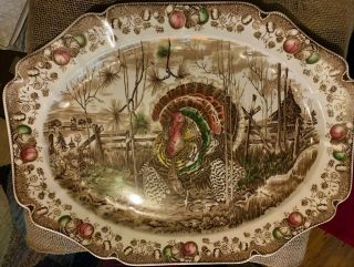 Vintage His Majesty Turkey Platter By Johnson Bros.  Large 20 " By 16 "