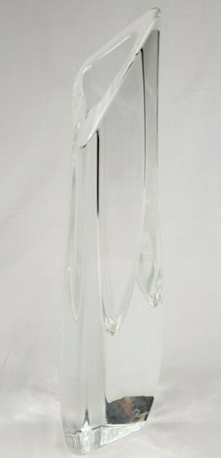 Baccarat Crystal 8.  5 Inch Tall Double Signed Triangular Rose Bud Vase