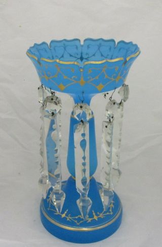 Bohemian Blue Opaline Glass Lustre With Gilding Decoration