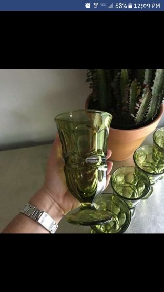 (6) VINTAGE FOSTORIA Argus - Green Iced Tea Glasses 2