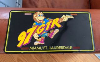 Vtg 97gtr 97 Gtr Monkey Radio Station License Plate Miami Lauderdale Ad Sign