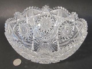 Antique Elmira Ny 33 Pattern American Brilliant Abp Cut Glass 9 " Crystal Bowl