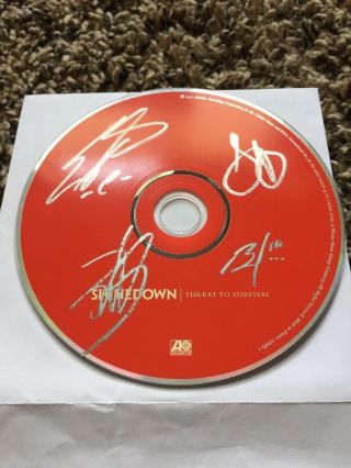 Shinedown Full Band Signed Autograph Threat To Survival Cd Disc Brent Smith,  3