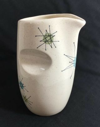 Midcentury Franciscan Atomic Starburst Open Syrup Pitcher 5.  5” Rare Perfect
