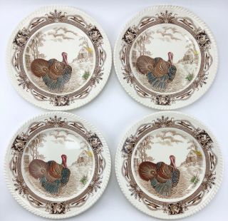 Set Of 4 Johnson Bros.  Barnyard King Turkey Dinner Plates 10.  5 " (b)