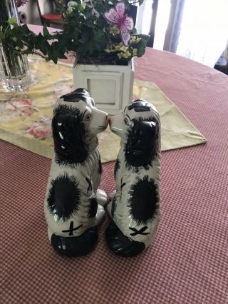 Vintage Staffordshire Dogs Black And White