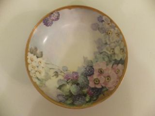 Antique T&v Limoges France Hand Painted Porcelain 3 Footed Bowl