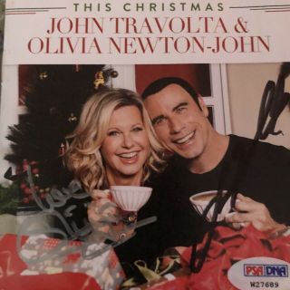 John Travolta & Olivia Newton John Signed Cd
