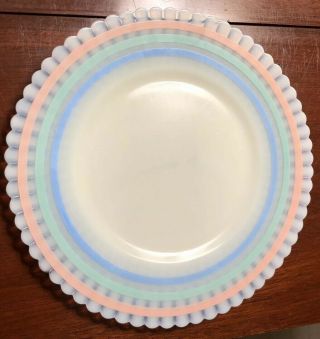 Macbeth - Evans Petalware Cremax Beige Pastel Banded 8” Salad Plates Set Of 4