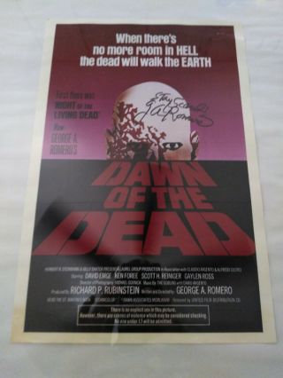 Dawn Of The Dead George A Romero Signed Autographed Movie Poster