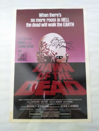 DAWN OF THE DEAD GEORGE A ROMERO SIGNED AUTOGRAPHED Movie Poster 3