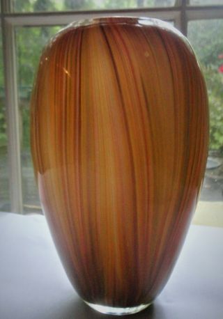 Murano Art Glass Vase Vintage Tessuto Opalino Bianconi Mcm Vase 9.  5 " H: Perfect