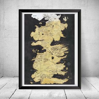 Game Of Thrones Westeros Map Winterfell Finale Art Gift Stark Lannister Jon Snow