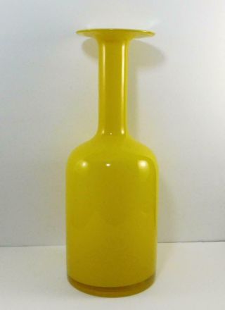 Holmegaard Style Of Otto Brauer Gulvase Vase Yellow & Opal Cased 15.  5” Carnaby