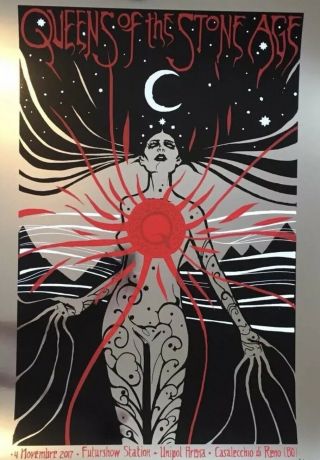 Queens Of The Stone Age By Malleus Bologna,  Italy Foil Gig Poster S/n.  Emek