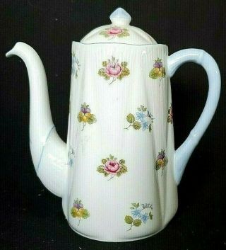 Shelley Roses Pansy For Get Me Not Coffee Teapot Tea Pot Dainty Shape Blue Trim