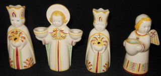 4 Vintage Royal Copenhagen Faience Aluminia Princes And Angels Candle Holders