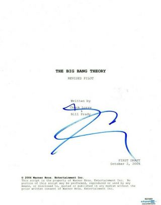 Johnny Galecki Autographed The Big Bang Theory 52 Pg Pilot Script ACOA RA72581 2