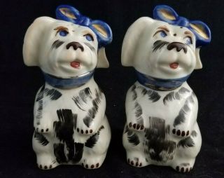 Vintage Shawnee Muggsy Large 5 1/4 " Gold Trim Salt And Pepper Shakers Stoppers