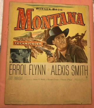 Vintage 1949 Errol Flynn Alexis Smih Montana Movie Poster Lobby Card Warner Bros