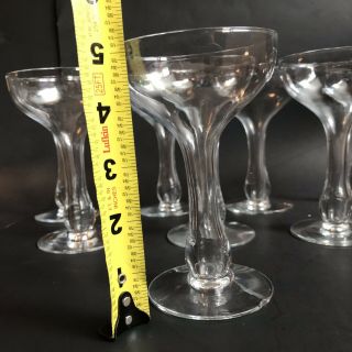 8 Vintage Hollow Bulbous Stem Coupe Saucer Art Deco Champagne Glasses 5 - 3/8” 6
