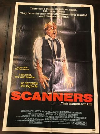 Scanners (1981) Folded 1 - Sheet Movie Poster 27x41 Vintage Horror