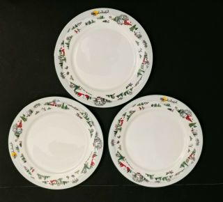 Set Of 3 Lenox Sleighride Holiday Dinner Plates 10 3/4 " Christmas