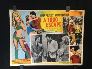 1968 Elvis Presley Speedway Mexican Lobby Card Movie Art 16 " X12 "