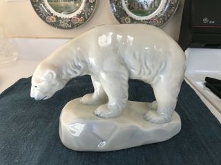 Vintage Large 10 " Porsgrund Norway Polar Bear Sculpture Figurine