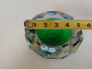 Murano Sommerso Mandruzzato Faceted Cased Green Glass Geode Bowl Poli Seguso MCM 7