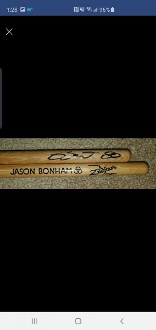 Three Jason Bonham Drumsticks.  One & One Signed