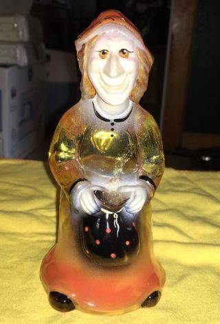 Fenton Witch Hand Painted Amber Glass,  Signed By C.  Riggs 2006